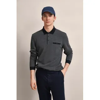 Bugatti Langarm-Poloshirt, mit Strukturkragen bugatti hellgrau