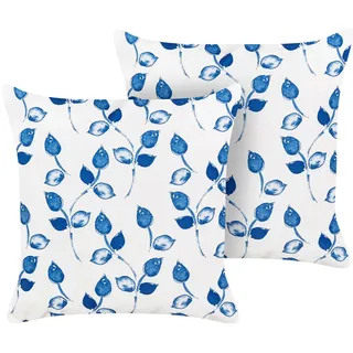 Beliani Gartenkissen 45 x 45 cm blau weiß 2-tlg.