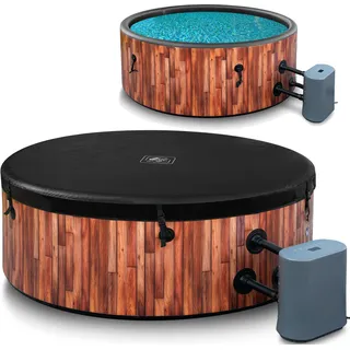 COIL Whirlpool SPA Aufblasbar, Schwimmbad mit Hydromassage, extra dünn, In- & Outdoor, 6 Personen, 175 cm, TEAK - Beige
