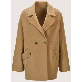 Kurzjacke MADELEINE "Mantel Eleganter Wollmantel mit Kaschmir", Damen, Gr. 48, beige (caramel), Obermaterial: 72% Wolle mw. 15% Polyester PES. 10% Kaschmir WS. 3% sonstige Fasern AF., Modern, Jacken Kurzjacke, Doubleface