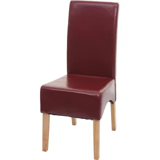 Esszimmerstuhl Latina, Küchenstuhl Stuhl, Leder rot, helle Beine - Rot