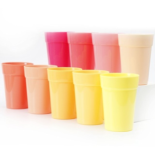 Youngever 18er Pack 350ML Plastik Becher für Kinder, Mehrweg Kunststoff Unzerbrechliche Trinkbecher Saftbecher in 9 Farben (Pink)