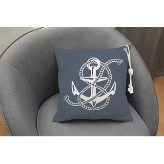 Queence Maritimer Anker Sylt 40 x 40 cm Blau