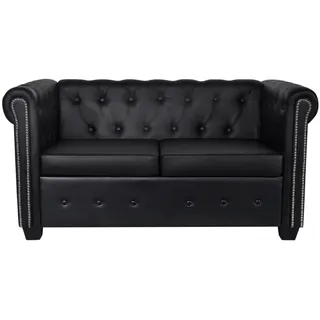 vidaXL Chesterfield-Sofa 2-Sitzer Kunstleder Schwarz