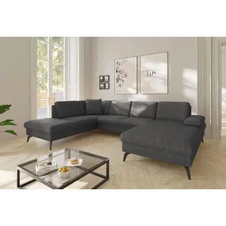 sit&more Wohnlandschaft »Morris Jubi U-Form, B: 300 cm« mit Armteilfunktion & 1 Zierkissen, optional Bettfunktion, grau