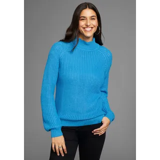 LAURA SCOTT Strickpullover aus Grobstrick, mit Stehkragen, blau