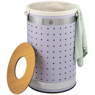 eluno Wäschetonne 50 Liter, lila , Lila , Metall , 35.5x57.5x35.5 cm , Haushalt & Reinigung, Wäschepflege, Wäschekörbe & Wäschetonnen