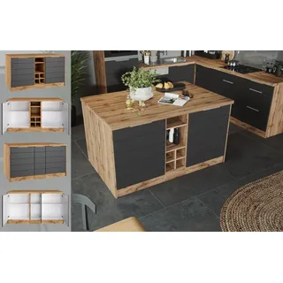 kochstation Unterschrank Kücheninsel KS-Luhe 153 x 100 x 86 cm Grau