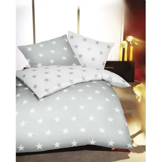 Kaeppel Biber Bettwäsche Sterne Stars Schiefer 135x200 cm + 80x80 cm - Dunkelgrau