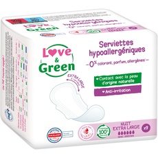 Love & Green Ökologische Handtücher "Nacht extra groß" – zertifiziert mit Ecolabel – 9 Stück – 0% Farbstoffe, Parfüm, Allergene