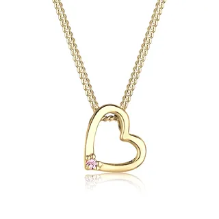 Silberkette ELLI "Halskette Herz Schmuck Geschenk mit Kristallen von Swarovski 925 Sterling Silber" Gr. 55, gold, Halsketten, Damen, 55,mit Stein, Silber 925 (Sterlingsilber), Silberkette