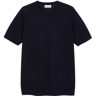 Diana Studio Herren Strick 100 % Leinen T-Shirt, Schwarz, XL