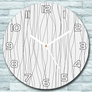 Wanduhr aus Glas Rund fi 30 Chaotische Linien Quarz Deko Schlafzimmer Büro