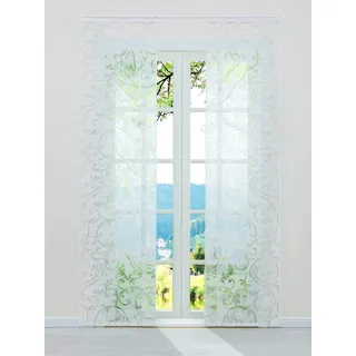 ESLIR Schiebegardinen Ausbrenner Flächenvorhänge Set 2er Gardinen mit Klettband Schiebevorhang Transparent Vorhang Weiß BxH 57x245cm 2 Stück