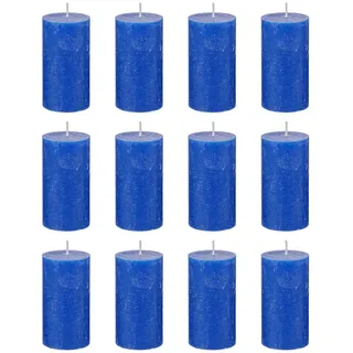 Butlers Stumpenkerze (12er-Set) Rustic Ø6,8 x 13 cm , Blau , Paraffin , 7x13x7 cm , Dekoration, Kerzen & Kerzenhalter
