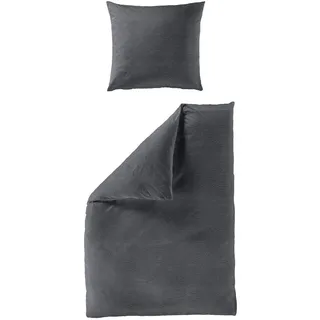 BIERBAUM Bettwäsche »Seersucker« dunkelgrau, 135x200 & 80x80, 100% Baumwolle, perfekt für jedes Schlafzimmer, grau