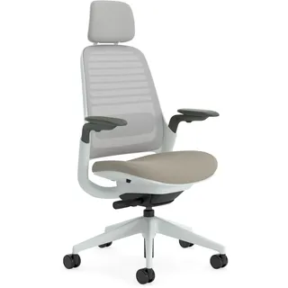 Steelcase Series 1 Ergonomischer Bürostuhl mit LiveBack Lumbalstütze, 4D-Armlehnen, anpassbarer Kopfstütze Trüffel, 66 x 64 x 112