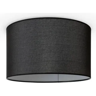 Pendellampe Wohnzimmer Deckenleuchte Stoff Lampenschirm Modern Einfarbig Rund - Schwarz