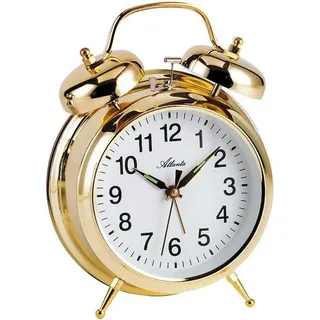 Atlanta 1060/9 Mechanischer Wecker Glockenwecker Doppelglockenwecker golden - Weiß