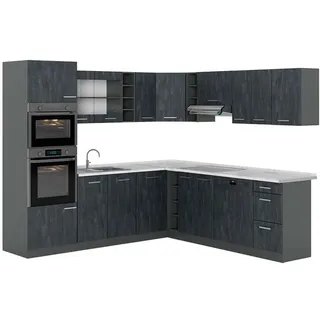 Vicco Winkelküche L-Form 237 x 247 cm Schwarz Beton/Anthrazit