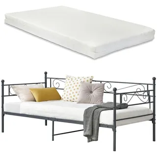 [en.casa] Tagesbett Dunkelgrau