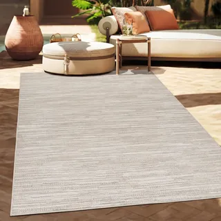 Paco Home Outdoor Teppich Flachgewebe modern Boho Ethno wetterfest Außenbereich Grösse 80x150 cm - Beige