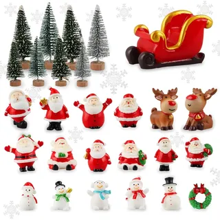 27 Stück Weihnachten Miniatur Ornamente Mini Weihnachten kleine Figuren,Weihnachten Miniatur Ornament Kits,Mini Weihnachtsdeko, Harz Garten Micro Landschaft Weihnachten Deko Mini-Weihnachtsschmuck-Set