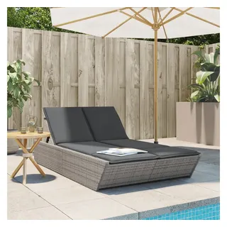 vidaXL Doppel-Sonnenliege mit Kissen 200 x 118 x 50,5 cm Grau
