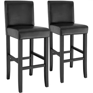 tectake Barhocker 2er Set Kunstleder, Sitzhöhe 76 cm, antikbraun , Schwarz , Leder , 40x107x41 cm , Esszimmer, Barmöbel, Barhocker