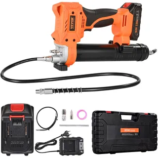 Vevor Akku-Fettpresse, 55 Mpa, Einhandfettpresse mit 2,0 Ah Akku & LED-Licht, 90 cm Schlauch & Tragetasche, Auslöser, Kompatibel mit 18V Makita-Akkus, Schmieren von Fahrzeugen oder Maschinen