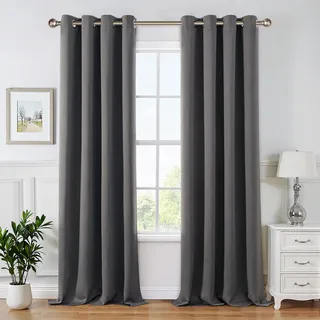MIULEE Vorhänge Grau Blickdicht mit Ösen, Schöner Weicher Verdunklungsvorhänge zum Verdunkeln von Räumen, 2er Set Gardinen Abdunkelnd Schlafzimmer Wohnzimmer Thermovorhang Kälteschutz 140X280 cm