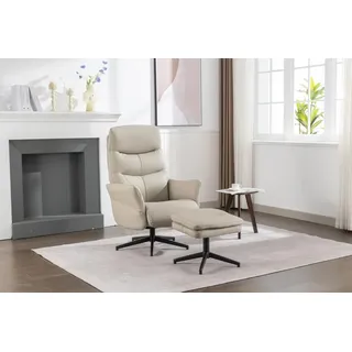 gepolsteter Relaxsessel mit Hocker - beige