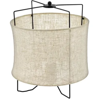 EGLO Tischlampe Bridekirk, 1 flammige Tischleuchte Vintage, Natur, Boho, Hygge, Nachttischlampe aus Stahl in Schwarz und Textil in Naturfarben, Wohnzimmerlampe, Lampe mit Schalter, E27 Fassung