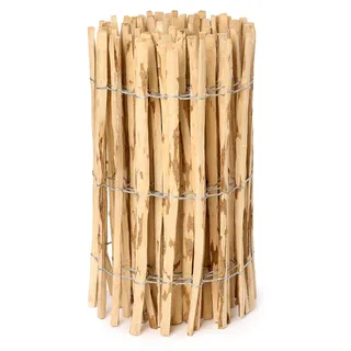 Garronda Gartenzaun zum Stecken aus Haselnüsse Zaun Garten Staketenzaun Beeteinfassung Holz Steckzaun Hochwertiger Gartenzaun für Ihren Garten GD-0079 (Lattenabstand: 3-5 cm. 80 cm x 5m) - Naturbelassen