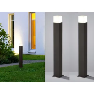 LED Pollerleuchte in Anthrazit 80cm - 2er Set Wegeleuchten Terrassenbeleuchtung