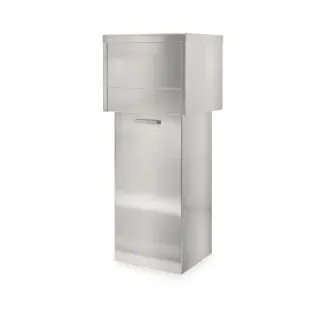 ETERNASOLID Mobiler Abfallbehälter, fahrbar, 80 Liter, Standfester Edelstahlmülleimer mit großer Abfallklappe, Maße (B x H x T): 47 x 120 x 47 cm