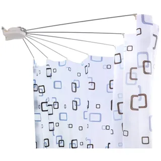 Hershii Duschvorhang Spinne 7 Arme für Badewanne mit Vorhang Faltbare Regenschirm Duschstange Badewannenstange Eckduschstange mit Gardinenhaken Breite Erweitern 144cm Metall Vorhangschiene