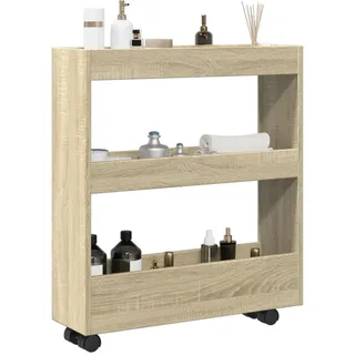 Best Möbel Aufbewahrungswagen Schmal 3 Etagen Sonoma Eiche Holzwerkstoff - Servierwagen CL5821706 1parcel - Braun