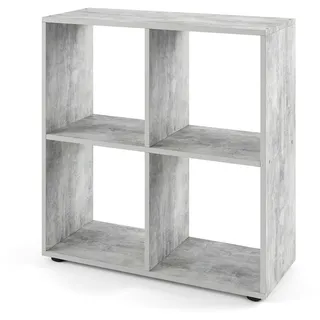 Vicco Raumteiler Tetra Beton 72.6 x 72 cm , Holzwerkstoff , 4 Fächer , Rechteckig , 72.6x72x29 cm , Wohnzimmer, Regale, Bücherregale