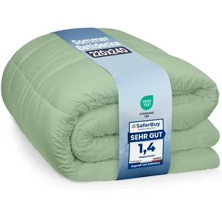 Utopia Bedding Bettdecke 220 x 240 cm, leichte Bettdecke mit Polyesterfüllung für 4 Jahreszeiten, Mikrofaser, 2 Personen (Salbeigrün)