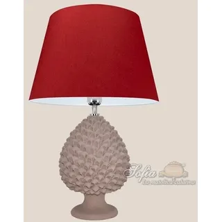 Abatjour Zapfen Beige Matt Keramik Caltagirone Licht Tisch- made in Italy