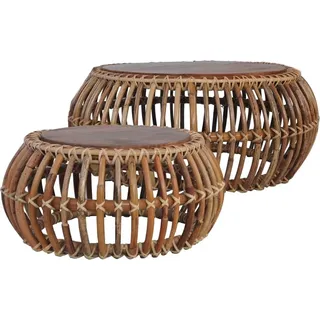 The Living Store Couchtische 2 Stk. Natur Rattan - Braun
