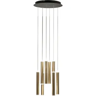 Fabas Luce Led-Pendelleuchte , Schwarz, Messingfarben , Metall , 200 cm , ISO 9001 , höhenverstellbar, 3 Helligkeitsstufen , Lampen & Leuchten, Leuchtenserien