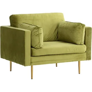 VCM Sessel Livetastic Velours 110 x 84 x 86 cm Grün/Goldfarben mit Kissen