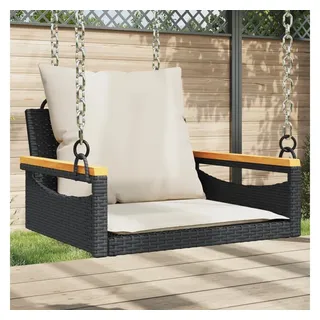 vidaXL Hängesessel mit Kissen Schwarz 63x62x40 cm Poly Rattan