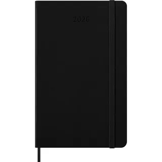 Moleskine Wochenplaner, Vertikaler Wochenkalender 2026 12 Monate, Fester Einband und Gummibandverschluss, Farbe Schwarz, Größe Large 13x21 cm