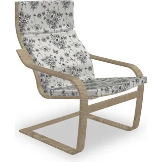 ABAKUHAUS Frühling Poäng Sessel Polster, Romantische Wilder Blumenstrauß, Sitzkissen mit Stuhlkissen mit Hakenschlaufe und Reißverschluss, Coconut Koksgraue - Bunt