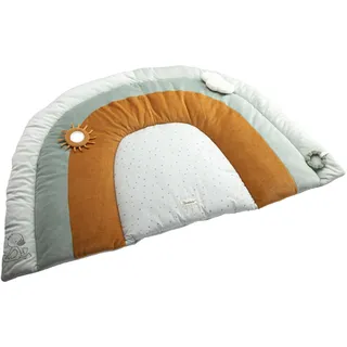 Spieldecke Ente Edda Lou, Baby Krabbeldecke halbrund mit Spiegel, Quietsche und Silikon Beißring,