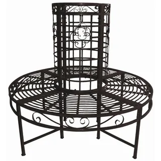 Gardenson Baumbank , Schwarz , Metall , 121x112x121 cm , Abstellfläche, abwischbar , Gartenmöbel, Gartenbänke, Gartenbänke