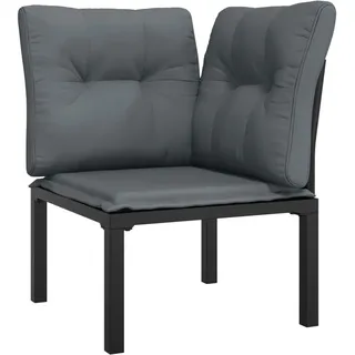 vidaXL Garten-Eckstuhl 58 x 59,5 x 68 cm schwarz/grau mit Kissen